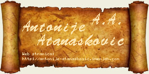Antonije Atanasković vizit kartica
